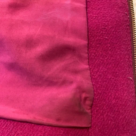 J Crew Village Coat 4 Zip Up Pink Wool Blend Jacket Mock Neck Collar Classic - Picture 14 of 16